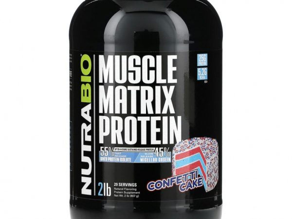 Nutrabio Labs, Muscle Matrix Protein, торт с конфетти, 907 г (2 фунта)