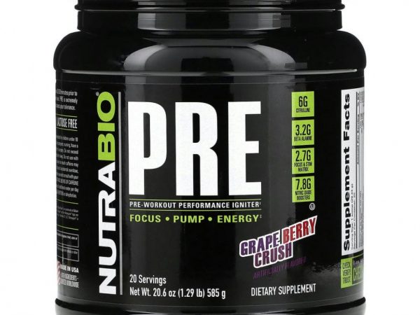 Nutrabio Labs, Pre-Workout Performance Igniter, Grape Berry Crush, 585 г (1,29 фунта)
