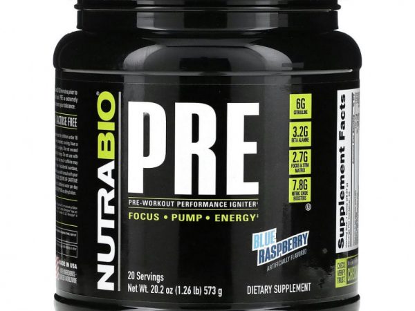 Nutrabio Labs, Pre-Workout Performance Igniter, с синей малиной, 573 г (1,26 фунта)