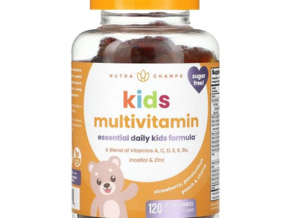 NutraChamps, Мультивитамины для детей, клубника, маракуйя, персик и вишня, 120 веганских жевательных таблеток