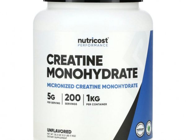 Nutricost, Моногидрат креатина, без добавок, 5 г (1 кг)