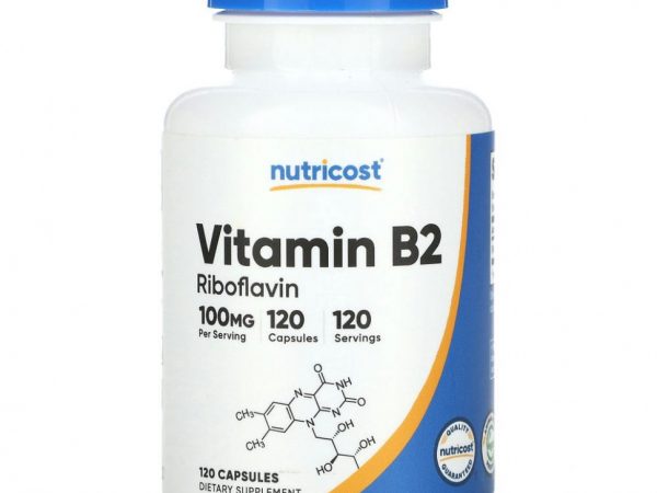 Nutricost, Витамин B2, рибофлавин, 100 мг, 120 капсул
