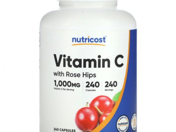 Nutricost, Витамин C с шиповником, 1000 мг, 240 капсул