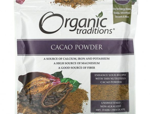 Organic Traditions, Какао в порошке, 227 г (8 унций)