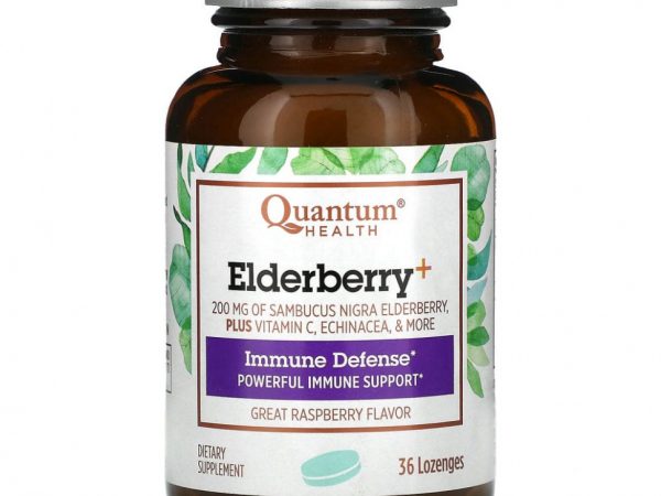Quantum Health, Бузина и иммунная защита, малина, 36 пастилок
