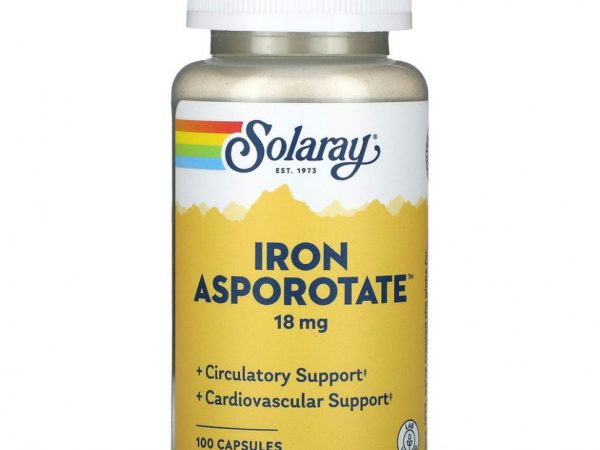 Solaray, Аспоротат железа, 18 мг, 100 капсул