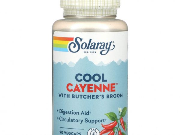 Solaray, Cool Cayenne With Butcher's Broom, 90 вегетарианских капсул