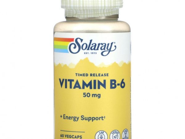 Solaray, Timed Release, витамин B6, 50 мг, 60 растительных капсул