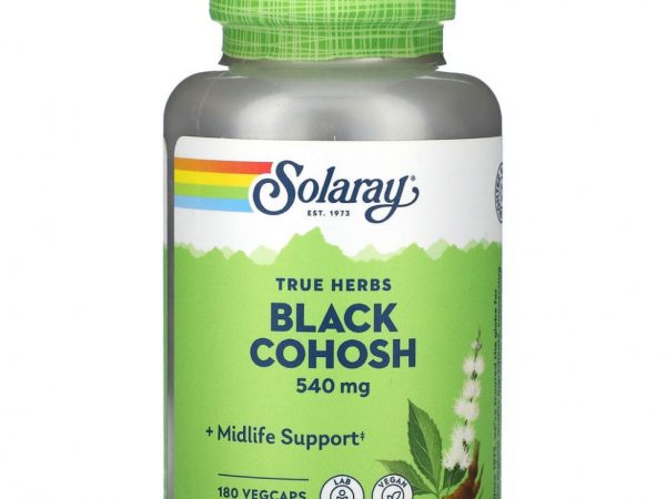 Solaray, True Herbs, черный кохош, 540 мг, 180 вегетарианских капсул