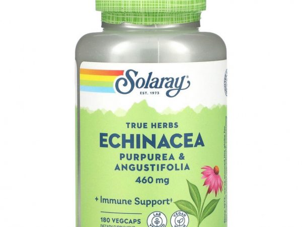 Solaray, True Herbs, эхинацея, 460 мг, 180 капсул на растительной основе