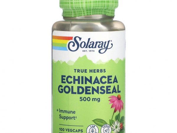 Solaray, True Herbs, эхинацея желтокорень, 500 мг, 100 растительных капсул