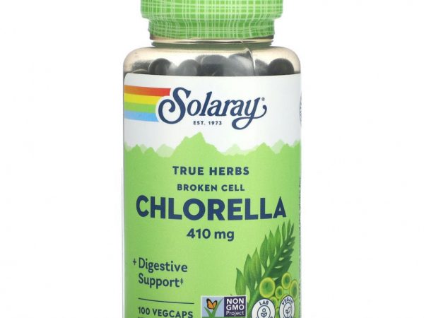Solaray, True Herbs, хлорелла с разрушенными клетками, 410 мг, 100 вегетарианских капсул