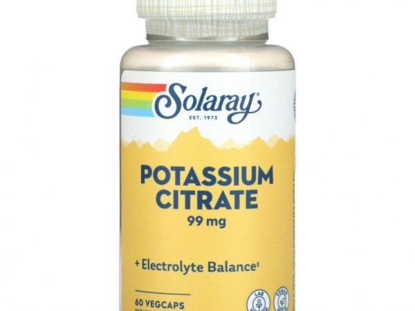 Solaray, Цитрат калия, 99 мг, 60 вегетарианских капсул