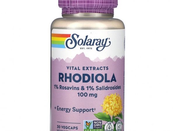 Solaray, Vital Extracts, родиола, 100 мг, 30 растительных капсул