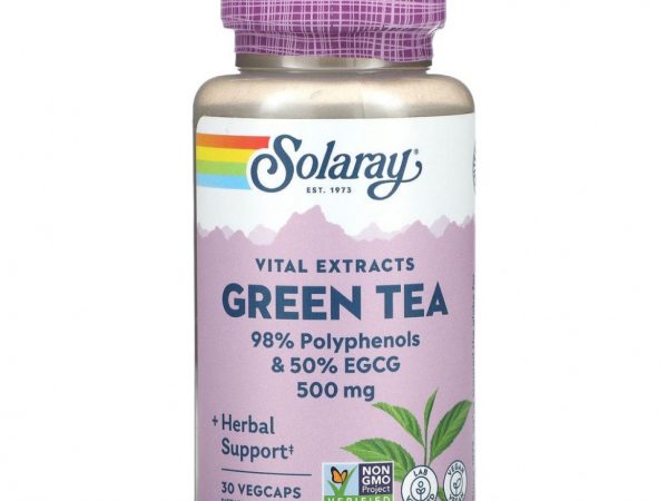 Solaray, Vital Extracts, зеленый чай, 500 мг, 30 растительных капсул