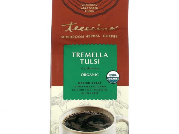Teeccino, Органические грибы и травяной «кофе», тремелла тулси, средней обжарки, без кофеина, 284 г (10 унций)
