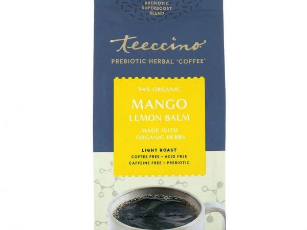 Teeccino, Prebiotic Herbal Coffee, мелисса с манго и лимоном, легкая обжарка, без кофеина, 284 г (10 унций)