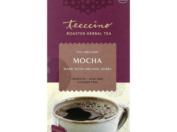 Teeccino, Жареный травяной чай, мокко, без кофеина, 25 чайных пакетиков, 150 г (5,3 унции)