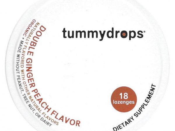 Tummydrops, Леденцы с двойным имбирем, персик, 18 леденцов