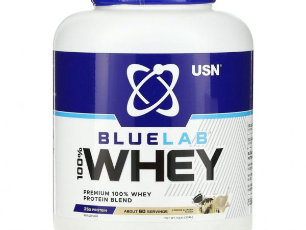 USN, BLUELAB, 100% сыворотка, печенье и сливки, 2041 г (4,5 фунта)