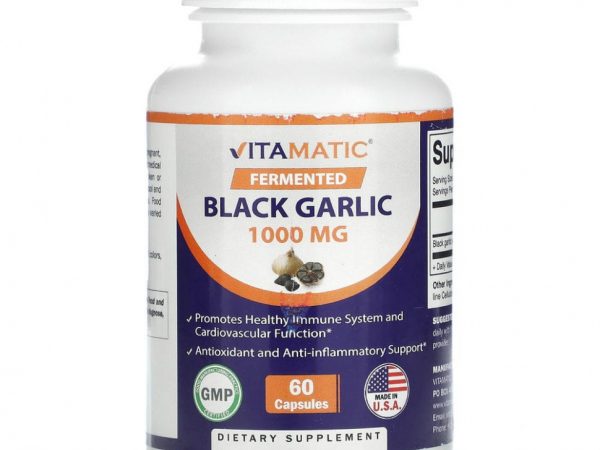 Vitamatic, Ферментированный черный чеснок, 500 мг, 60 капсул