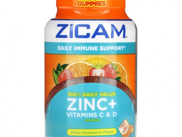 Zicam, Цинк и витамины C и D, цитрусовая и клубника, 70 жевательных таблеток