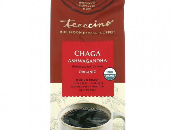 Teeccino, Травяной кофе с грибами, средней обжарки, чага ашваганда, без кофеина, 284 г (10 унций)