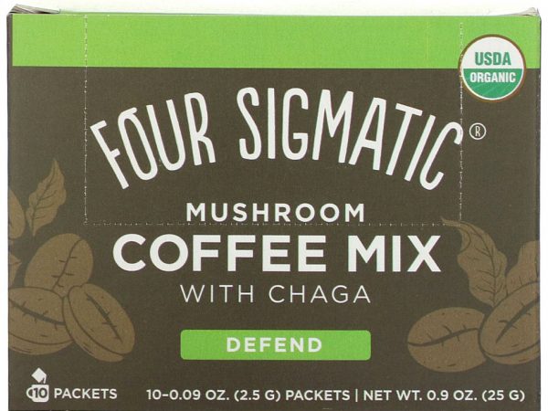 Four Sigmatic, Defend, кофейная смесь с чагой, средней обжарки, 10 пакетиков по 2,5 г (0,09 унции)