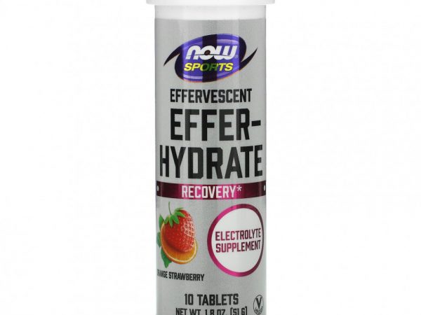 NOW Foods, Sports, Effer-Hydrate, восстановление, апельсин и клубника, 10 таблеток, 51 г (1,8 унции)