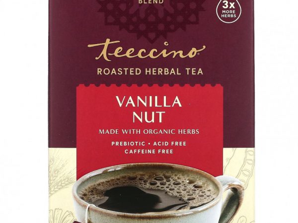 Teeccino, Жареный травяной чай, ванильный орех, без кофеина, 10 чайных пакетиков, 2,12 унции (60 г)