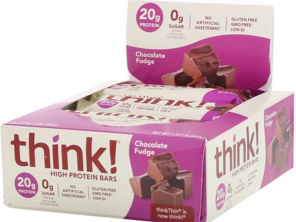 Think !, Высокопротеиновые батончики, шоколадная помадка, 10 батончиков по 60 г (2,1 унции)