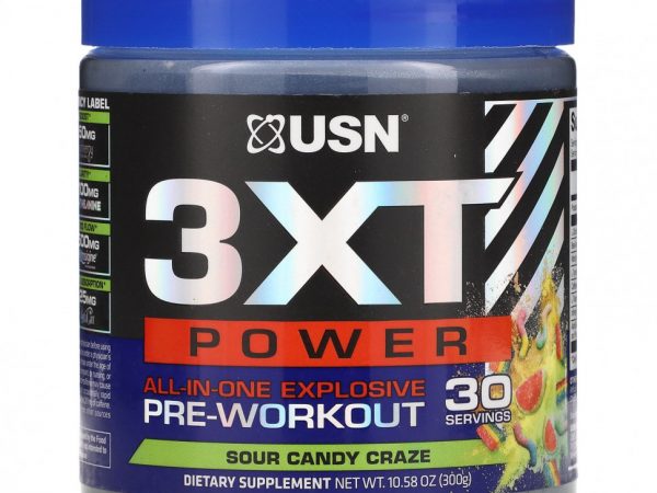 USN North America, Inc., All-in-One Explosive Pre-Workout, Sour Candy Craze, 300 г (10,58 унции)