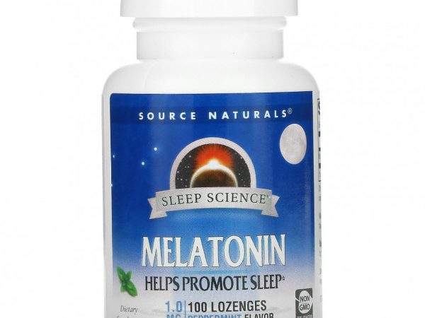 Source Naturals, Мелатонин, мята, 1 мг, 100 пастилок