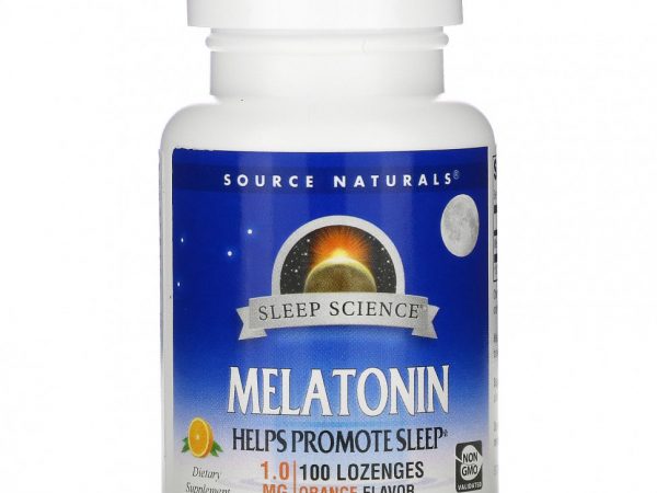 Source Naturals, мелатонин, апельсин, 1,0 мг, 100 пастилок