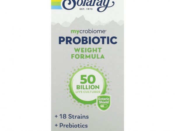 Solaray, Mycrobiome Probiotic Weight Formula, 50 млрд, 30 капсул с кишечным растительным экстрактом