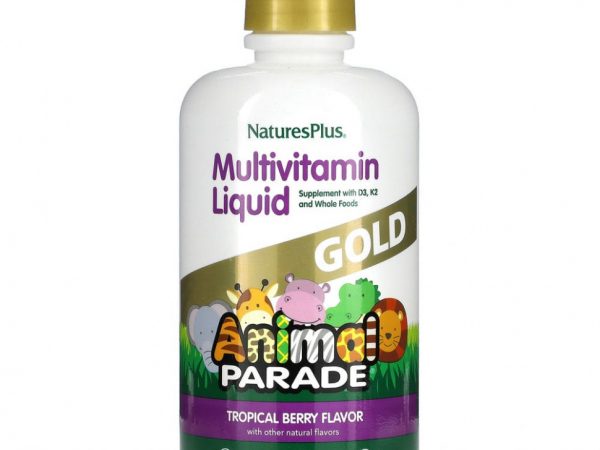 NaturesPlus, Source of Life, Animal Parade, Gold Liquid, мультивитамины для детей в жидкой форме, вкус тропических ягод, 887,10 мл (30 жидк. унций)