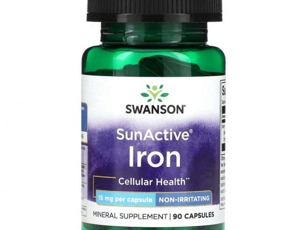 Swanson, SunActive, железо, 15 мг, 90 капсул