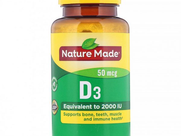 Nature Made, Витамин D3, 50 мкг, 100 таблеток