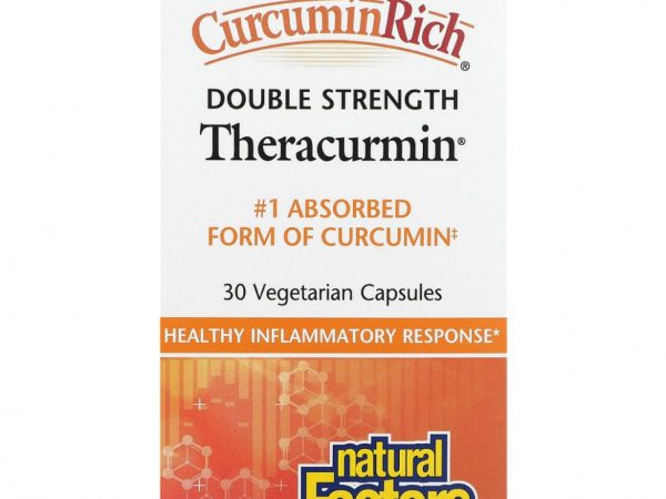 Natural Factors, Теракурмин, двойная сила действия, 30 вегетарианских капсул