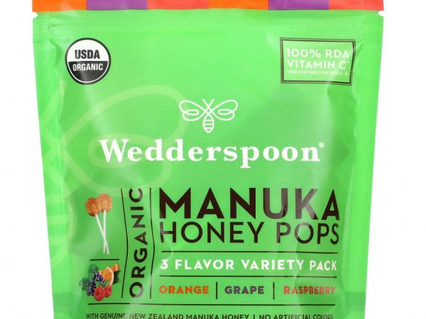 Wedderspoon, Органические леденцы с медом манука, ассорти из 3 вкусов, 24 леденца, 118 г (4,15 унции)