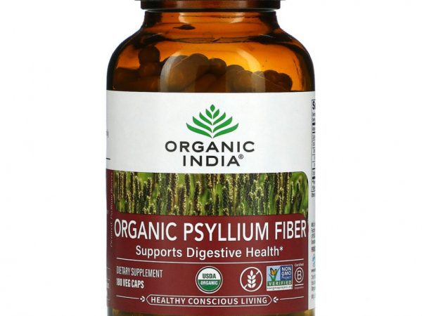 Organic India, Органическое волокно подорожника, 180 вегетарианских капсул