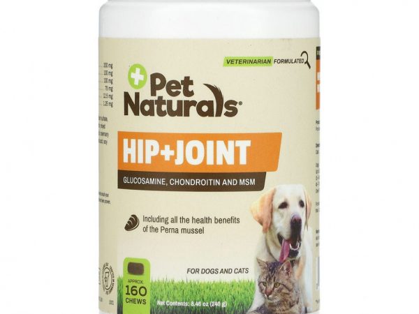 Pet Naturals of Vermont, Hip + Joint, добавка для поддержки здоровья суставов, для кошек и собак, около 160 жевательных таблеток, 240 г (8,46 унции)