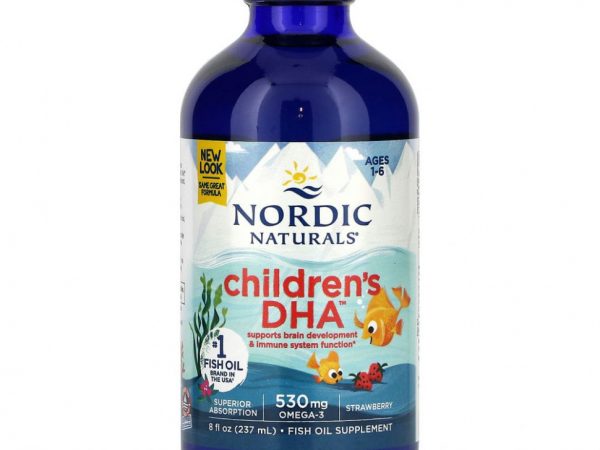 Nordic Naturals, ДГК для детей от 1 до 6 лет, со вкусом клубники, 530 мг, 237 мл (8 жидк. унций)
