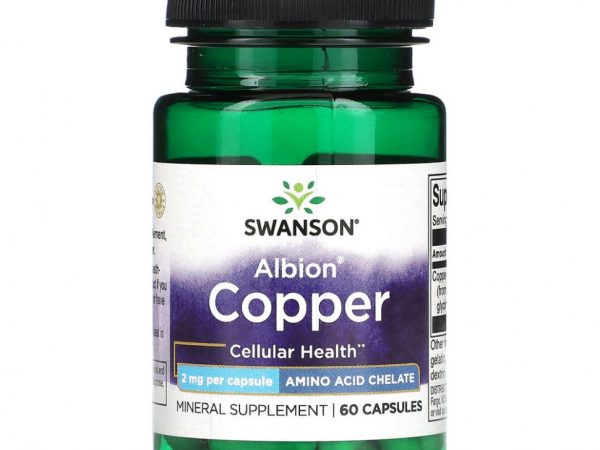 Swanson, Albion Copper, 2 мг, 60 капсул