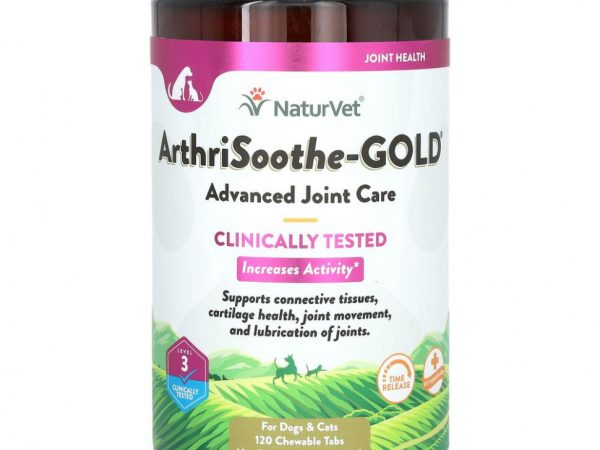 NaturVet, ArthriSoothe-GOLD, улучшенный уход, уровень 3, 120 жевательных таблеток, 21 унц. (600 г)