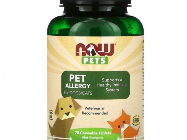 NOW Foods, Pets, Pet Allergy for Dogs / Cats, 75 жевательных таблеток