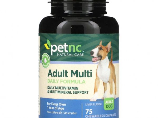 petnc NATURAL CARE, Природная забота о питомцах, ежедневная мульти формула для взрослых, вкус печени, 75 жевательных драже