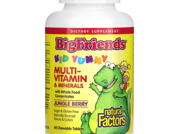Natural Factors, Big Friends, жевательные мультивитамины и минералы, со вкусом ягод, 60 жевательных таблеток