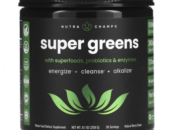 NutraChamps, Super Greens, натуральные ягоды, 258 г (9,1 унции)