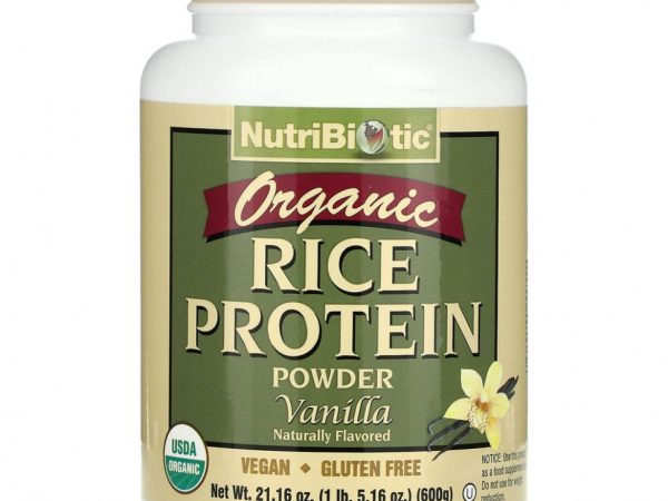 NutriBiotic, Сырой натуральный рисовый белок с ванилью, 600 г (1,3 фунта)
